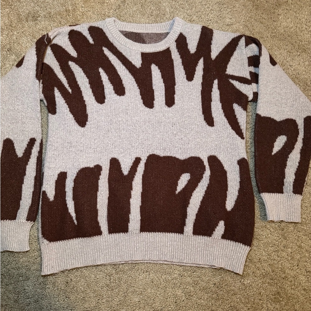 Brown and Beige Abstract Sweater